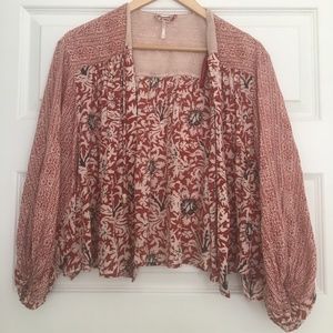 Free People Cropped Kimono in Floral Print
